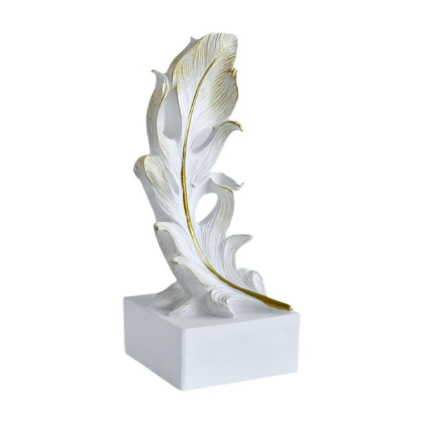 Estatua de plumas de resina, figura decorativa de colección, figura única y versátil. Blanco 95x82x21cm