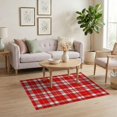 thumbnail image 3 of ODIKA 4'x6' Washable Area Rug Bordered Farmhouse Motif Checkered Striped Christma Plaid Checked Refined for Home Office, Under Desk, Non-Slip Chair-Friendly, Flatwoven, 3 of 7