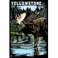 thumbnail image 1 of Yellowstone National Park, Moose Scratchboard (36x54 Giclee Gallery Art Print, Vivid Textured Wall Decor), 1 of 3