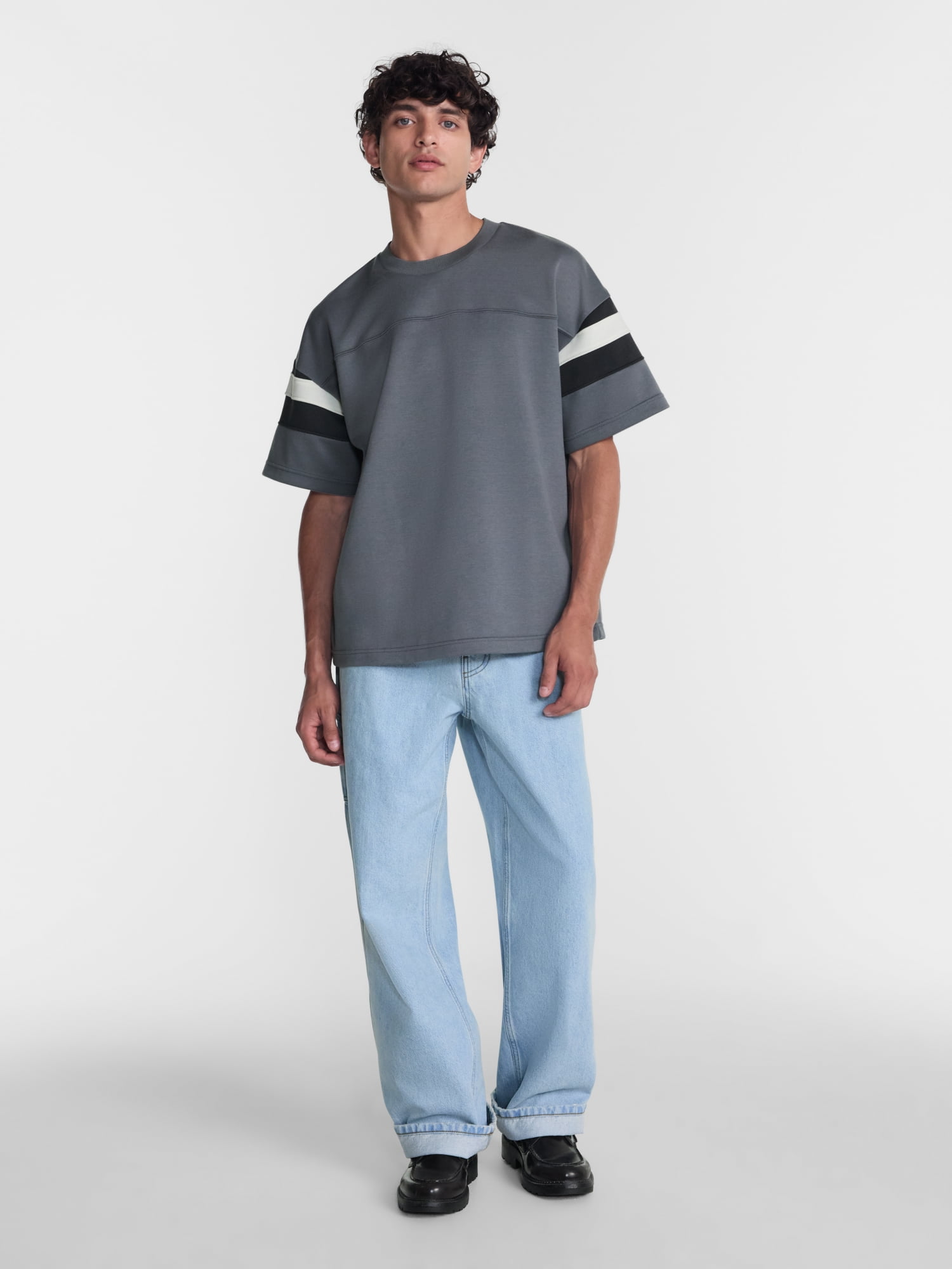 No Boundaries Sporty Color Block Tee with Short Sleeves, Men's & Big Men's XS-5XB