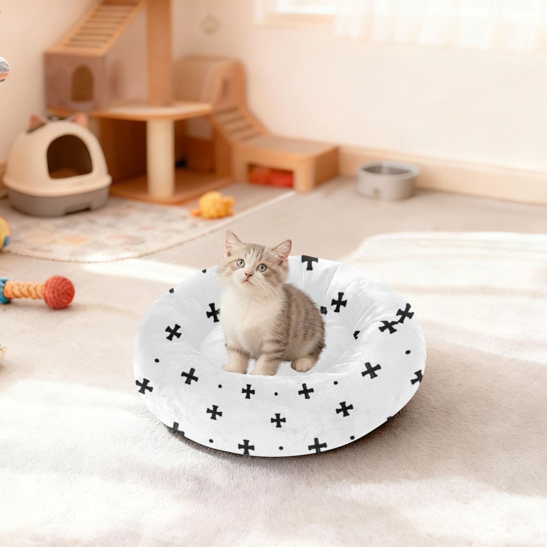 Pet Bed Pet Mat Cozy Removable & Washable Comfort For Cats And Dogs Small Cross Icons