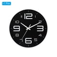 thumbnail image 3 of Uxcell 10" Wall Clock Battery Operated Silent Non Ticking 3D Numbers Clock, Black White, 3 of 6