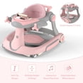 thumbnail image 3 of AILEEKISS 5-in-1 Musical Baby Walker with Wheels, Foldable Baby Walker for Boys Girls, Pink Grey, 3 of 10