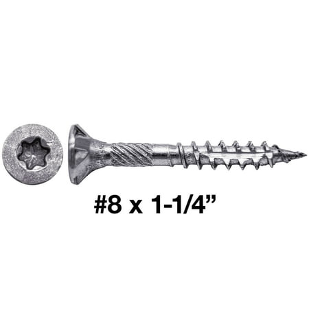 

Jake Sales Brand #8 x 1-1/4” Torx/Star Stainless Steel Wood Screw ~230 Screws - ACQ Compatible - 1 Pound