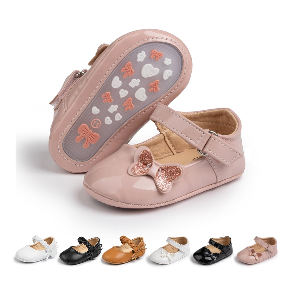 Bonario Baby Girls Shoes Infant Mary Jane Bowknot Soft Sole PU Leather ...