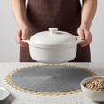 thumbnail image 4 of REGALWOVEN Rustic Placemats 6 Pack Round Woven Placemats for Dining Table Decor Indoor Outdoor Washable Kitchen Table Mat Wipe Clean Gray 15x15inch, 4 of 6