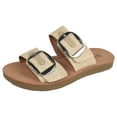 thumbnail image 1 of Soda Shoes Women Sandals Double Strap Functional Buckles Flip Flops HELLO-S Raffia Beige 5.5, 1 of 2