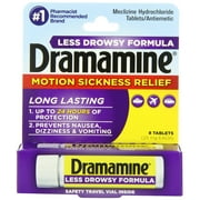Dramamine Motion Sickness Relief Less Drowsey Formula, 8 Count (Pack of 3)