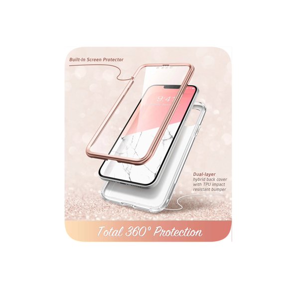 i-Blason Cosmo Series Case for iPhone 14 Max 6.7 inch (2022 Release), Slim Full-Body Stylish Protective Case with Built-in Screen Protector(Marble)