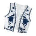 thumbnail image 1 of Chaleco corto informal de estilo boho para mujer, con bordado floral, ideal para el verano. Blanco, 1 of 9