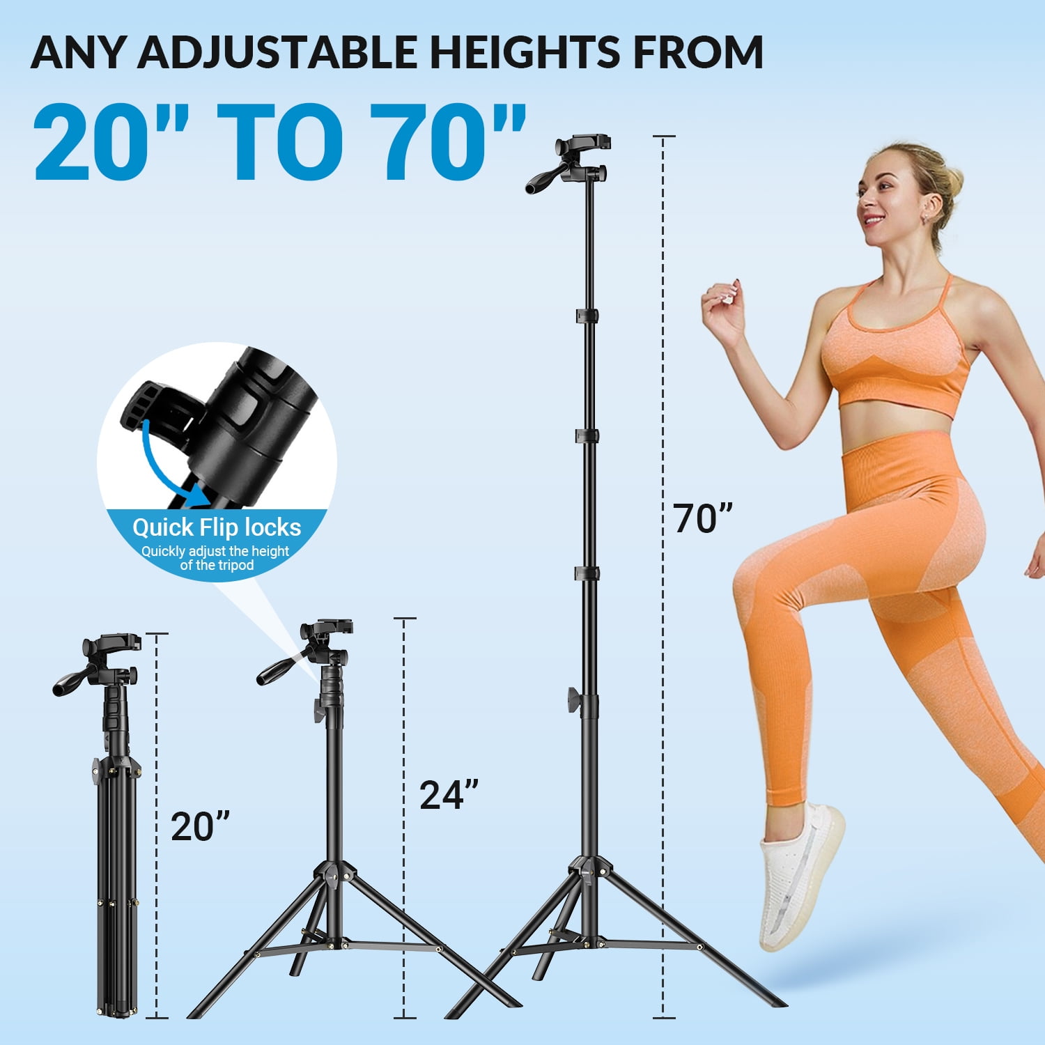 APEXEL Professional 70 inch Extendable Flexible SLR Tripod 360 Rotation Aluminum Selfie Stick for Gopro Sony Nikon Smartphones