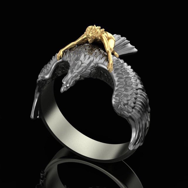 Oefntac Women Rings The Golden Girl's Flying On The Ornament Creative Size 6-10