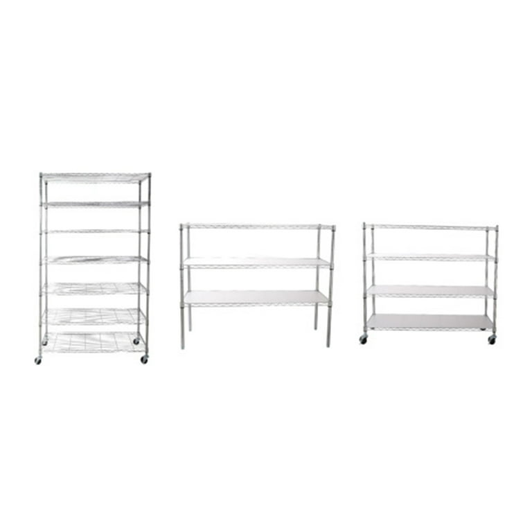 7-Tier White Kitchen Shelf Metal Storage Shelf Height Adjustable