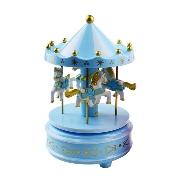 Caja de música de carrusel Caja de música de juguete creativa para ni?os Adorno para hornear pasteles Decoración de Navidad Regalo de cumplea?os, Azul ZefeiWu 8390614072756