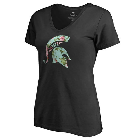 Women's Black Michigan State Spartans Lovely V-Neck T-Shirt
