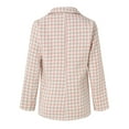 thumbnail image 6 of YDFCWXW Blazers for Womens Double Plaid Tweed Blazer Jacket Chic Notched Lapel Slim Office Coat Suits Pink, XXL, 6 of 9