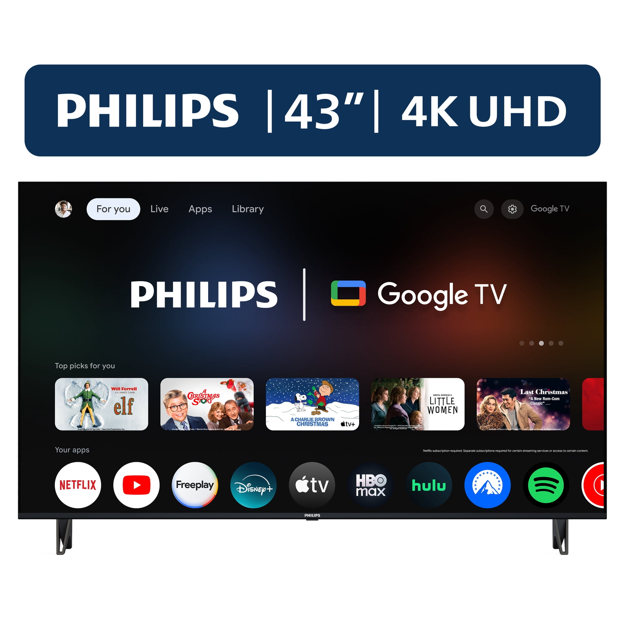 Philips 43" Class 4K Ultra HD (2160p) Google Smart LED TV (43PUL7652/F7) (New)