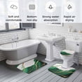 thumbnail image 5 of Green White Marble Bath Mat 3 Piece Bathroom Rug Set, Nature Marble Crack Yellow Lines Art Non Slip Bath Rug Contour Mat and Toilet Lid Cover, Absorbent Shower Mats Soft Bath Rugs and Mats Sets, 5 of 8