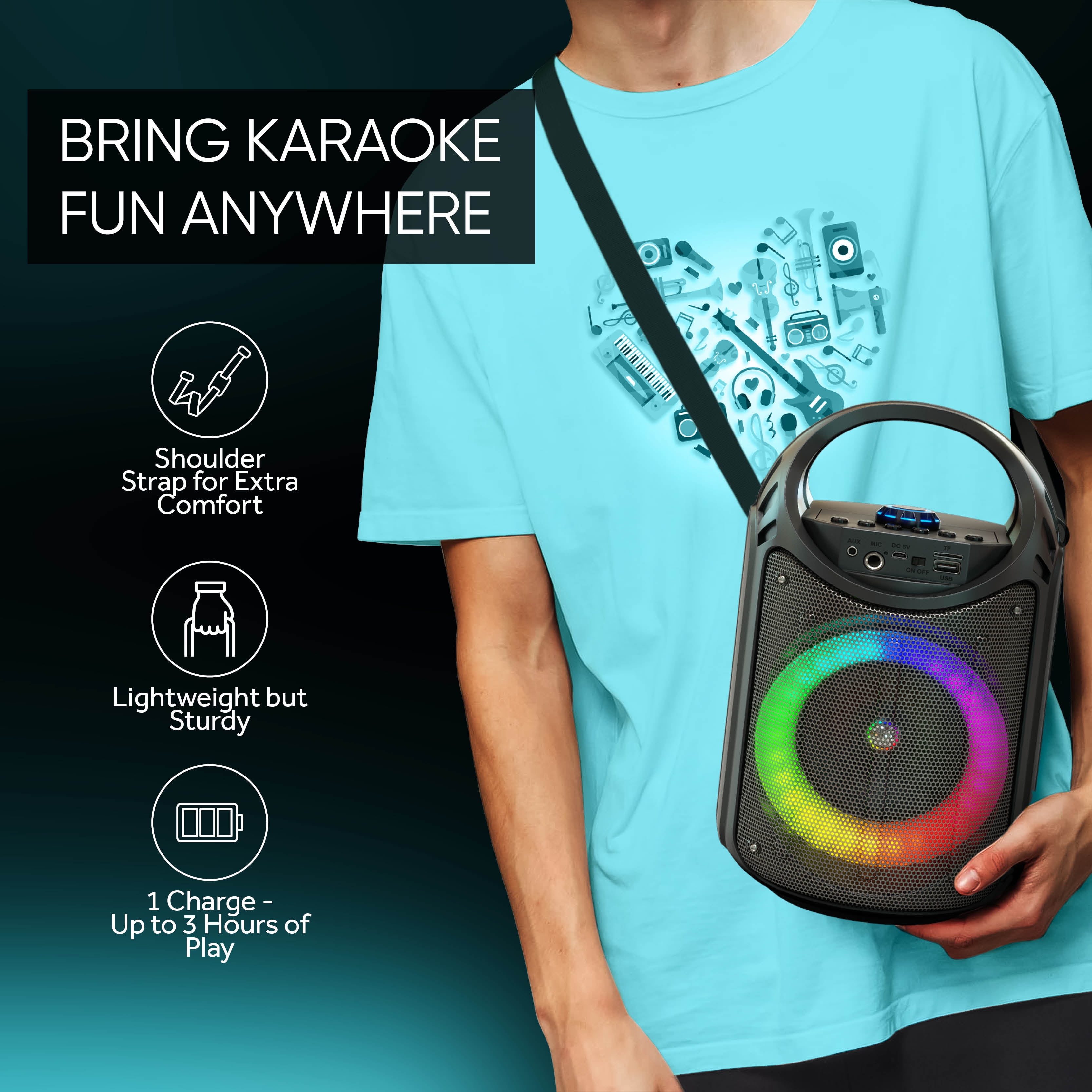 Buy MASINGO 2023 Bluetooth Karaoke Machine for Kids and Adults with 1
