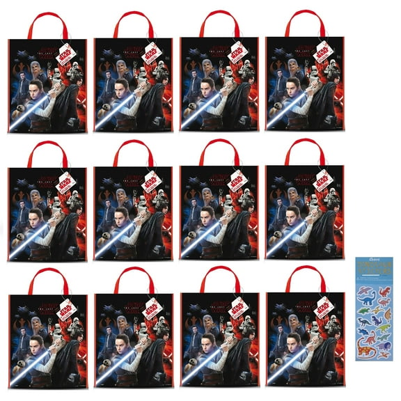 Star Wars Birthday Party Supplies Favor Bundle includes Plastic Party Favor Tote Bags 13" x 11" - 12 Count