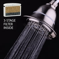 AquaCare 5 Inch Brushed Nickel Filtered Shower Head 6 Settings Model 1152