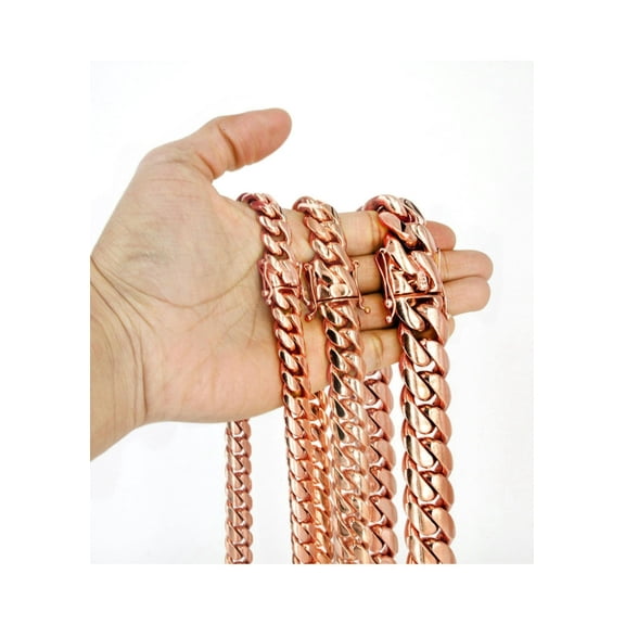 Heavy Solid Rose Gold Miami Cuban Link Chain Customizable (10MM-20MM)