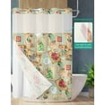 thumbnail image 2 of No Hook Shower Curtain with Snap in Liner, Christmas Vintage Envelope Stamp Green Texture Hotel Shower Curtains for Bathroom, Washable Shower Curtain Liner Set with Mesh Top Window, 60"x72", 2 of 6
