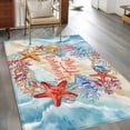 thumbnail image 3 of Summer Time Washable Area Rugs 3'x5', Red Starfish Shell Coral Marine Life Ocean Beach Low Pile Throw Living Room Rug Non-Slip Sturdy Edge Binding Carpet for Indoor Entryway Bedside Kitchen, 3 of 9