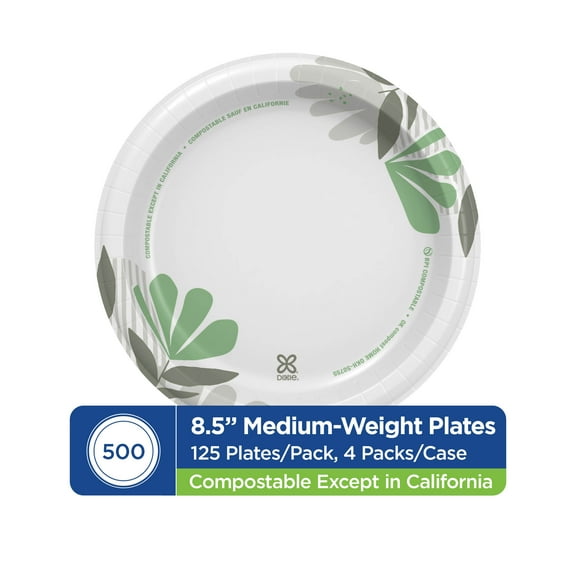 Dixie® 8 1/2" Medium-Weight Paper Plates By GP PRO (Georgia-Pacific), Pathways®, UX9WS (Case), 500 Count (125 Plates Per Pack, 4 Packs Per Case)