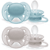 Philips Avent 2pk Ultra Soft Pacifier 6-18 Months Blue/Grey