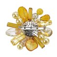 thumbnail image 4 of Yellow Fusion Quartz-Mother of Pearl-Pearl Floral Pin-Brooch, 4 of 4