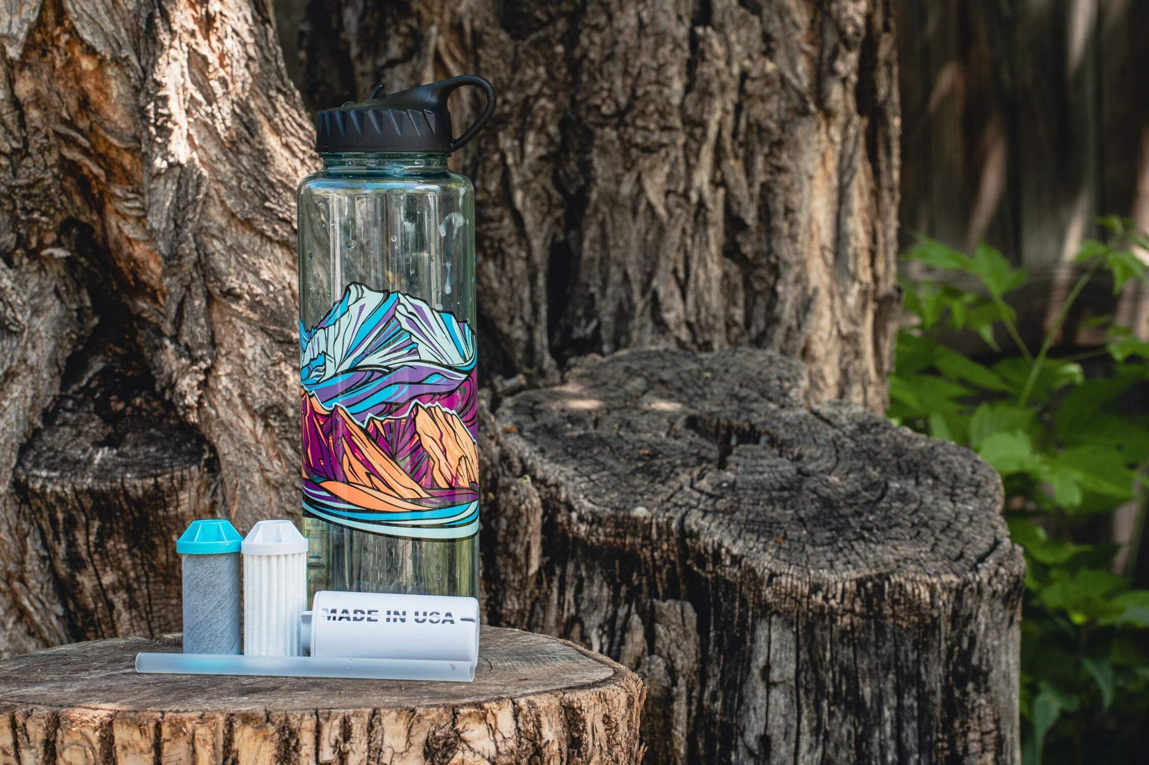 Epic Water Filters Nalgene OG Sustain Tritan USA Made Water Bottle and 75 Gallon Filter - Removes 99.99% of Water Impurities, 32oz, Leggitt Art