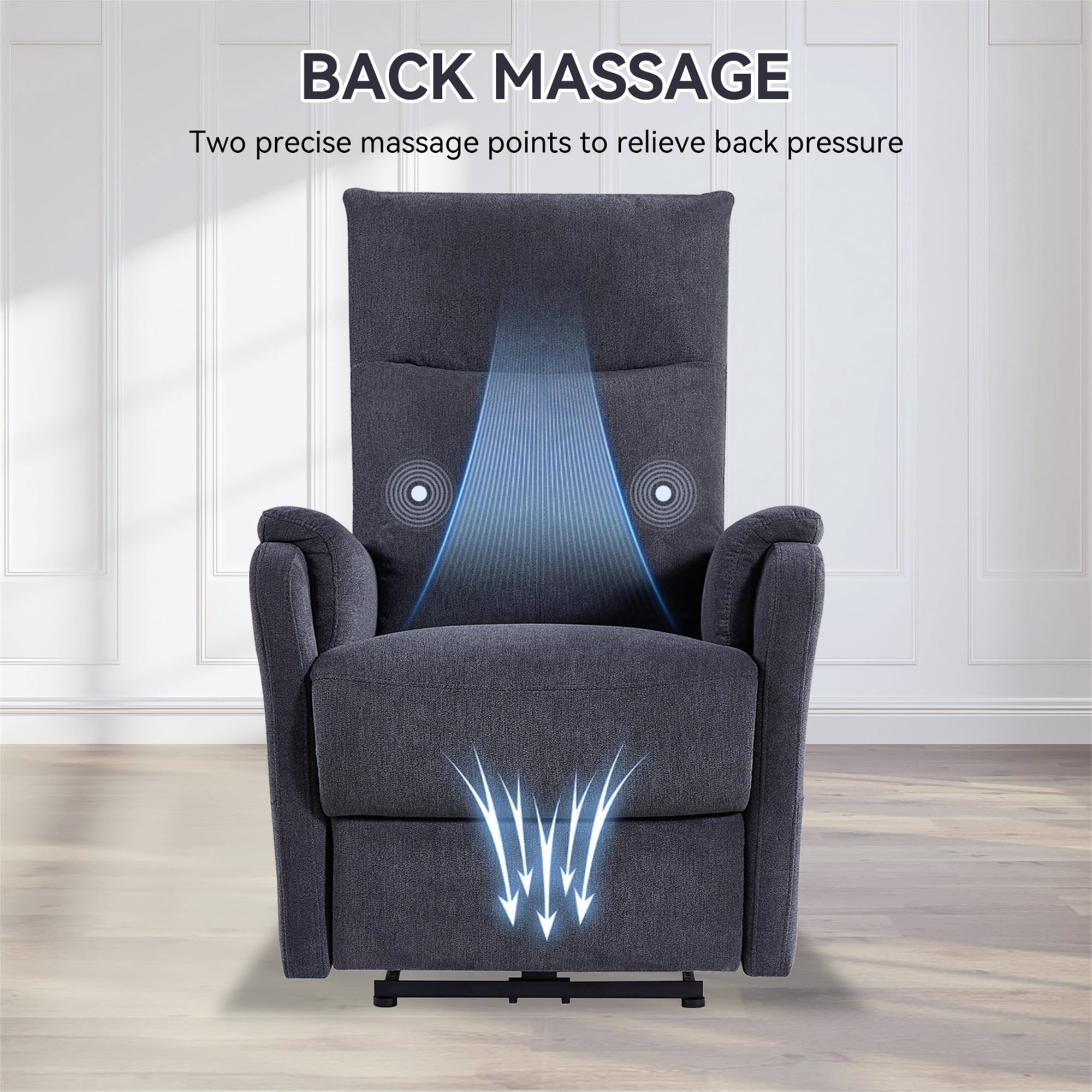 Aukfa Power Recliner Massage Chair with USB for Living Room Bedroom, Velvet, Gray