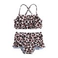 thumbnail image 2 of Mikilon Toddler Kids Big Girls Fashion Cute Leopard Print Ruffles Bikini Swimsuit Set Sizes 18M-6T, 2 of 9