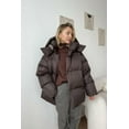 thumbnail image 4 of Oversize Hooded Zipper Coats (S, MaroonBrown), 4 of 13
