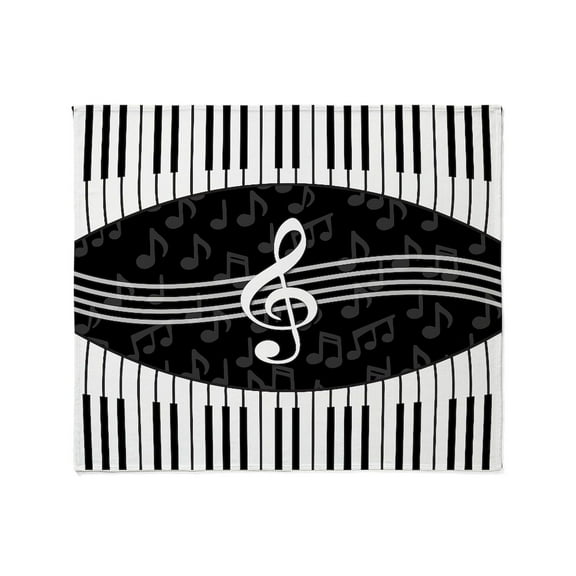 CafePress - Stylish Designer Piano And Music Notes Throw Blank - Soft Fleece Throw Blanket, 50"x60" for All Ages
