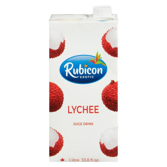 Boisson au jus exotique à la litchi de Rubicon Créé en utilisant les meilleurs litchis tirés sur le volet. Fabriqué au Canada