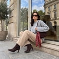 thumbnail image 6 of Cushionaire Giana Womens High Heel Ankle Boots, Square Toe Vegan Suede Mid Block Heel Dress Booties for Office, 6 of 20
