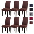 thumbnail image 1 of Chair Covers for Dining Room, Stretch Dining Chair Covers Removable Chair Protector Covers for Dining Room, Hotel, Ceremony (Brown, 6 Pack), 1 of 11