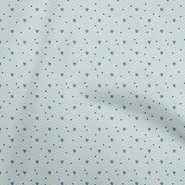 oneOone Rayon Blue Fabric Hearts Print Sewing Craft Projects Fabric Prints By Yard 56 Inch Wide