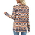 thumbnail image 5 of Craaazy Womens Tops Long Sleeve Shirts Square Neck Printed Tops Button Dressy Casual Fall Women's Shirts Gifts For Women, 5 of 7