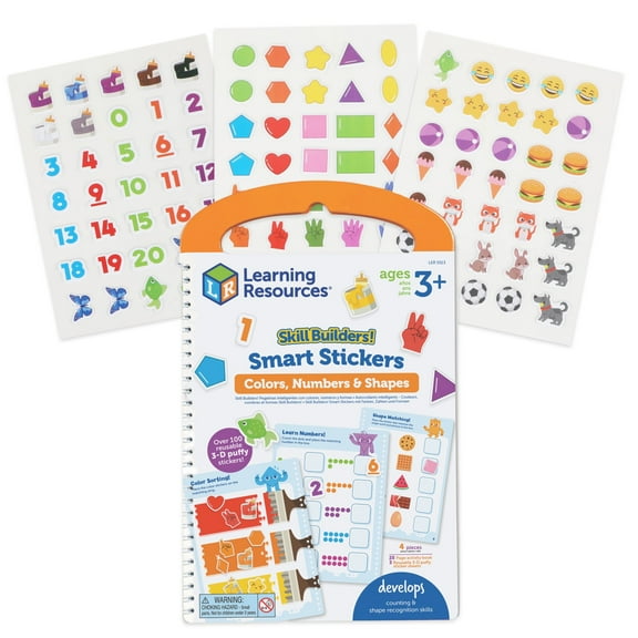 Learning Resources Skill Builders! Smart Stickers Colors, Numbers and Shapes, Ages 3 
