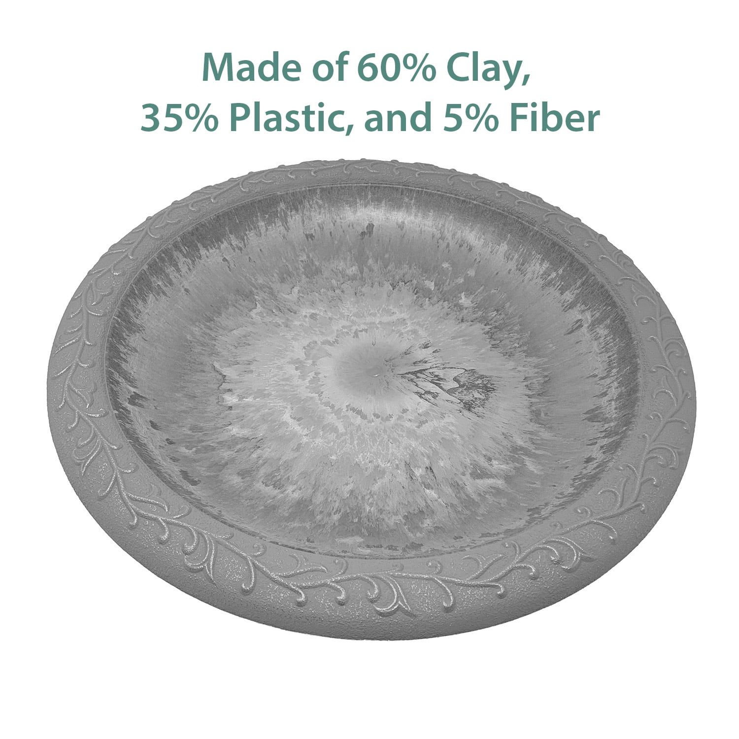 BIRDS and beyond 19'D Dove Gray Birdbath Bowl