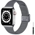 thumbnail image 1 of Pulsera compatible con pulsera Apple Watch 38 mm 40 mm 41 mm 42 mm 44 mm 45 mm, pulsera de metal compatible con pulsera iWatch Series 8 7 6 5 4 3 2 1 SE, 38 mm/40 mm/41 mm gris JM, 1 of 5