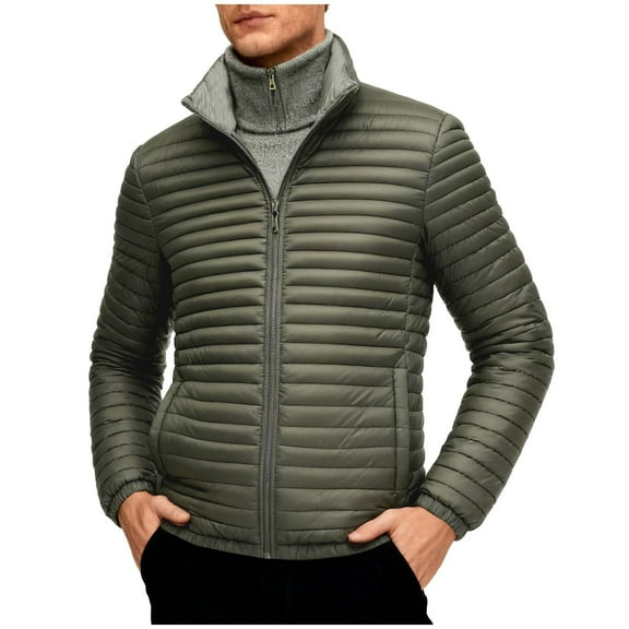 qucoqpe Men's 2025 Winter Fashion‌ Warm Solid Long Sleeve Puffer Parkas Zip Up Hooded Thicken Jackets Outerwear with Pockets