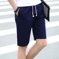 thumbnail image 2 of Men's Linen Elastic Waist Drawstring Shorts - Classic Fit for Summer Beach and Outdoor Activities, 2 of 5