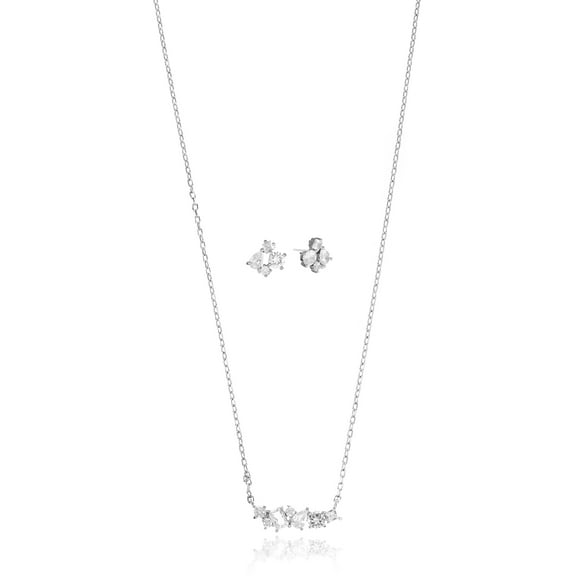 Believe by Brilliance Fine Silver Plated and Genuine CZ Stone Necklace and Earring Set, Female