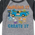 thumbnail image 3 of Pete The Cat - Imagine It Create It Race Car - Toddler And Youth Raglan Graphic T-Shirt, 3 of 6