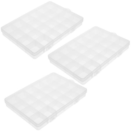 3pcs Portable Fishing Tackle Organizer with 24 Compartments Transparent Box