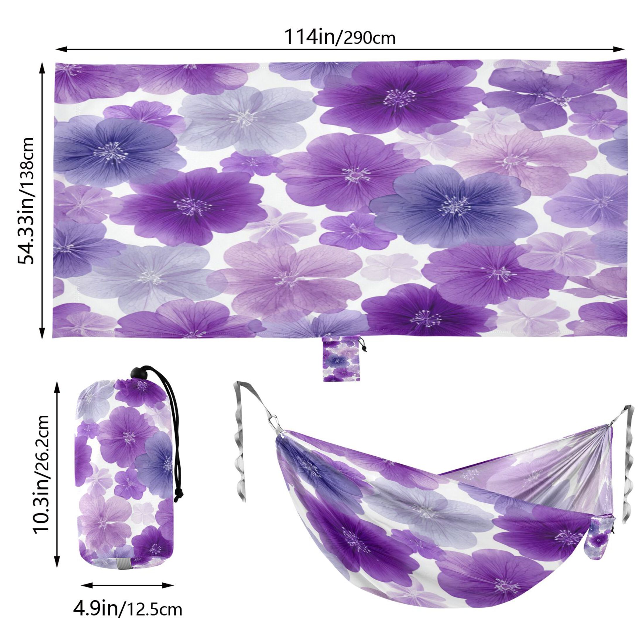Hammock Camping Hammock Nylon Portable Hammock Travel Camping Hammock Purple Flowers Pattern